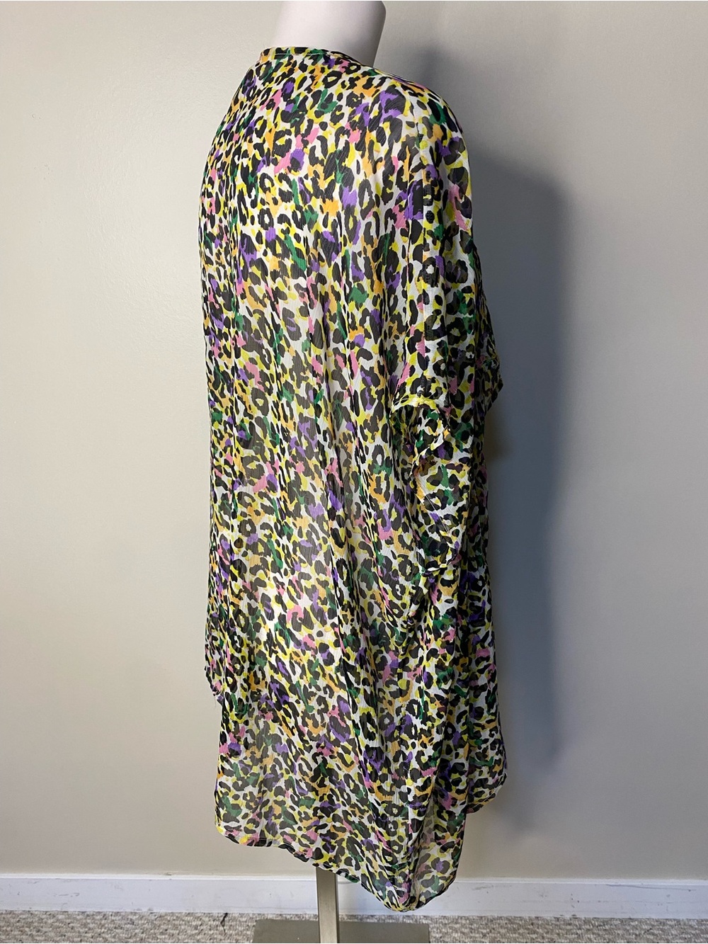 Betsey Johnson Multicolor Leopard Print Sheer Kimono OSFM - Picture 4 of 6